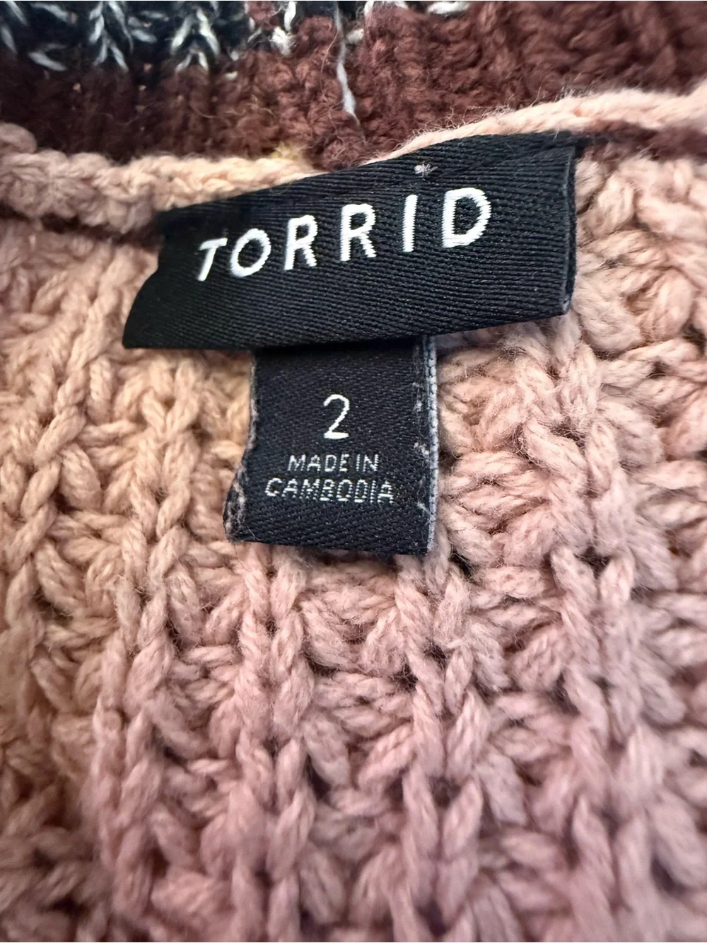 Torrid Pink, Brown & Cream Striped Open-Front Cardigan Size 2 (2X)
